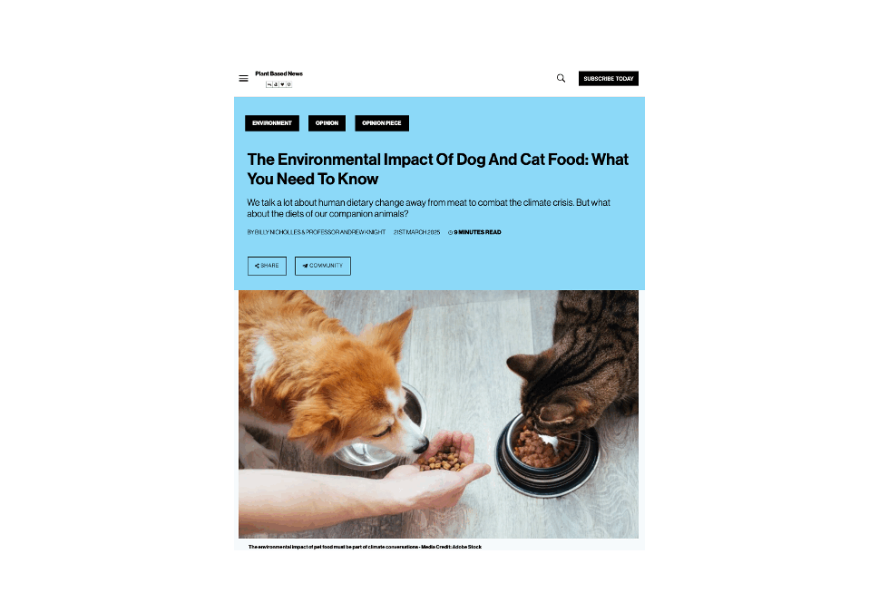 Article: pet food sustainability: summary