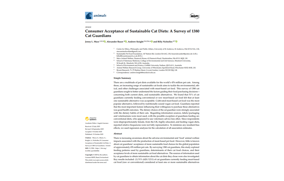 Article: sustainable cat food – consumer acceptance