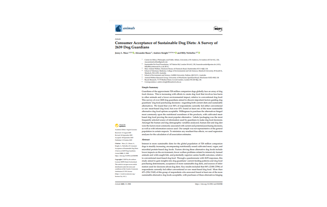 Article: sustainable dog food – consumer acceptance